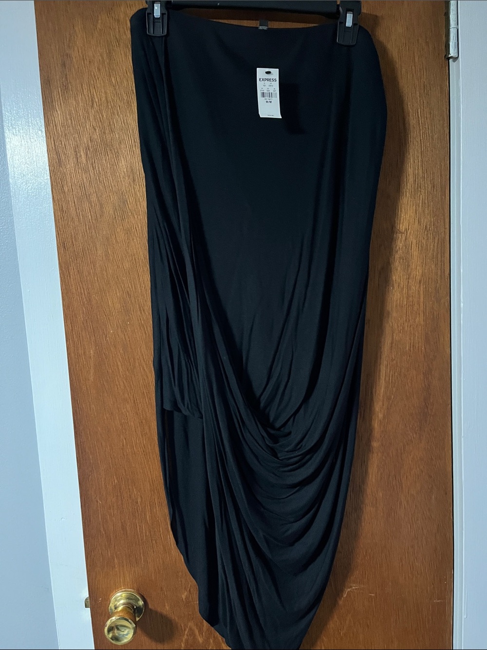 Express Black Asymmetrical Draped Skirt